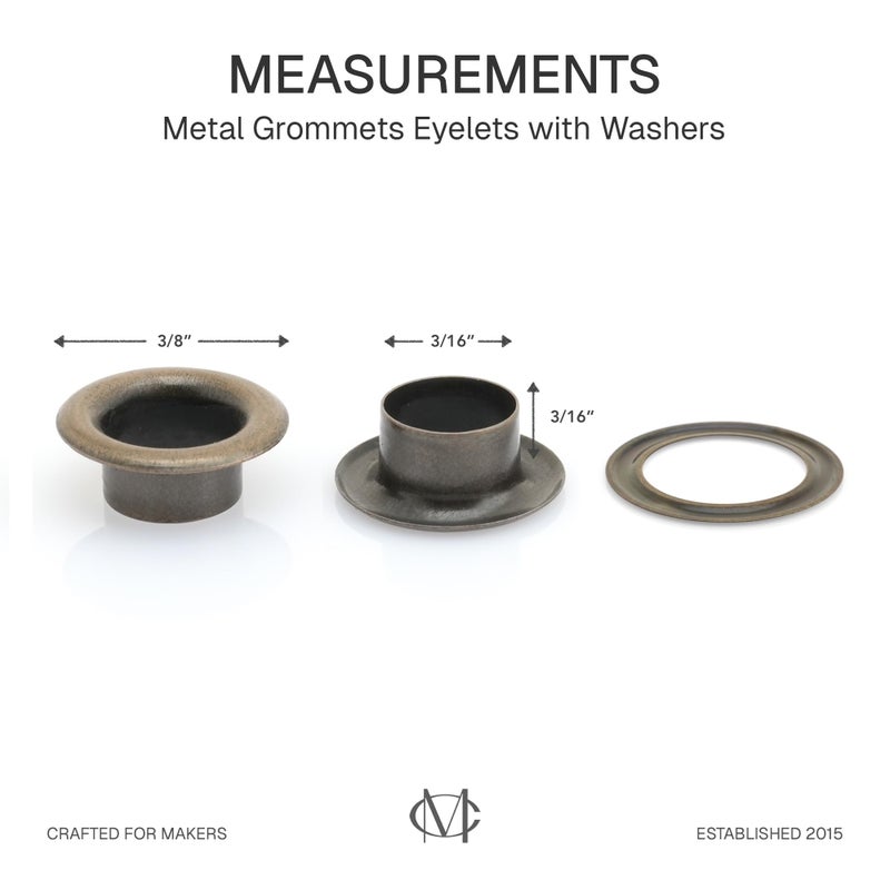 CRAFTMEMORE 3/16" (5MM) Hole Size 100 Sets Antique Brass Bronze Metal Grommets Eyelets with Washers for Bead Cores, Clothes, Leather, Canvas (Antique Brass) - Image 4